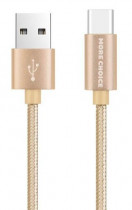 Кабель MORE CHOICE USB 2.0A для Type-C K11a нейлон 1м (Gold) (K11AG)