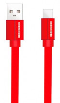 Кабель MORE CHOICE USB 2.1A для Type-C плоский K20a нейлон 1м (Red) (K20AR)