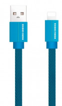 Кабель MORE CHOICE USB 2.1A для Lightning 8-pin плоский K20i нейлон 1м (Blue) (K20IBL)