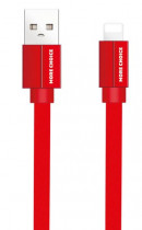 Кабель MORE CHOICE USB 2.1A для Lightning 8-pin плоский K20i нейлон 1м (Red) (K20IR)