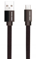 Кабель MORE CHOICE USB 2.1A для micro плоский USB K20m нейлон 1м (Black) (K20MB)