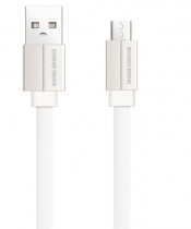 Кабель MORE CHOICE USB 2.1A для micro плоский USB K20m нейлон 1м (White) (K20MW)