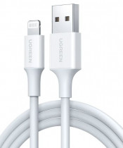 Кабель UGREEN US155 (20728) USB-A Male to Lightning Male Cable Nickel Plating ABS Shell. Длина 1 м. Цвет: белый US155 (20728) USB-A Male to Lightning Male Cable Nickel Plating ABS Shell 1m. - White (20728_)