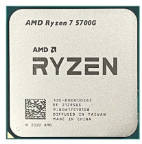 Процессор AMD Socket AM4, Ryzen 7 5700G, 8-ядерный, 3800 МГц, Turbo: 4600 МГц, Cezanne, Кэш L2 - 4 Мб, Кэш L3 - 16 Мб, Radeon Vega 8, 7 нм, 65 Вт, OEM + кулер (100-100000263MPK)