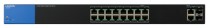 Коммутатор LINKSYS управляемый, уровень 2, 16 портов Ethernet 1 Гбит/с, 2 uplink/стек/SFP (до 1 Гбит/с), поддержка PoE/PoE+, установка в стойку, 128 МБ RAM (LGS318P-EU)