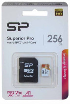 Карта памяти SILICON POWER 256 Гб, microSDXC, A1, V30, адаптер на SD, Superior Pro (SP256GBSTXDU3V20AB)
