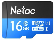 Карта памяти NETAC 16 Гб, microSDHC, чтение: 80 Мб/с, адаптер на SD, P500 (NT02P500STN-016G-R)