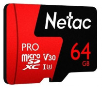 Карта памяти NETAC 64 Гб, microSDXC, A1, V30, P500 Extreme Pro (NT02P500PRO-064G-S)
