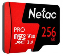 Карта памяти NETAC P500 Extreme 256GB Pro MicroSDXC V30/A1/C10 up to 100MB/s, retail pack with SD Adapter (NT02P500PRO-256G-R)