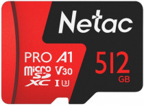 Карта памяти NETAC P500 Extreme 512GB Pro MicroSDXC V30/A1/C10 up to 100MB/s, retail pack card only (NT02P500PRO-512G-S)