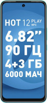 Смартфон INFINIX X6816D Hot 12 Play NFC 64Gb 4Gb зеленый моноблок 3G 4G 2Sim 6.82