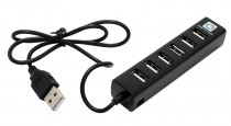 USB хаб 5BITES 7*USB2.0 / USB 60CM / BLACK (HB27-208BK)