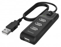 USB хаб HAMA USB 2.0 H-200118 4порт. черный (00200118)