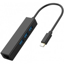 USB хаб KS-IS с USB 3.0 хабом USB-C RJ45 LAN Gigabit (KS-410)
