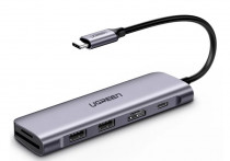 Док-станция UGREEN CM195 (70411) USB-C to 2 Ports USB3.0-A Hub + HDMI + TF/SD with PD Power Supply. Цвет: серый космос CM195 (70411) USB-C to 2 Ports USB3.0-A Hub + HDMI + TF/SD with PD Power Supply - Space Gray (70411_)