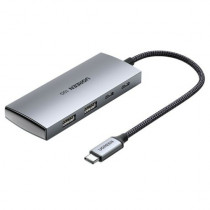 USB хаб UGREEN CM480 (30758) USB-C to 2? USB 3.1+2?USB-C Adapter 10G. Цвет: серый CM480 (30758) USB-C to 2? USB 3.1+2?USB-C Adapter 10G - Gray (30758_)