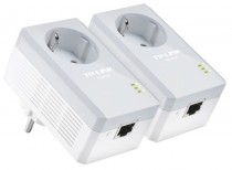 Powerline адаптер TP-LINK Powerline Ethernet , 500 Мбит/с со встроенной розеткой, Fast Ethernet, 2 шт в комплекте (TL-PA4010P KIT)