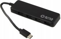USB хаб 5BITES 4*USB3.0 / TYPE-C PLUG / BLACK (HB34C-311BK)