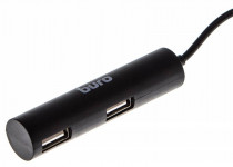 USB хаб BURO USB 2.0 4порт. черный (BU-HUB4-0.5R-U2.0)