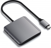 USB хаб SATECHI USB-C Aluminum 4 порта Интерфейс USB-С. Цвет: Серый космос Aluminum 4 Port USB-C Hub - Space Grey (ST-UC4PHM)