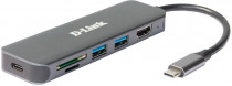 Док-станция D-LINK с разъемом USB Type-C, 2 портами USB 3.0, 1 портом USB Type-C/PD 3.0, 1 портом HDMI и слотами для карт SD и microSD (464010) (DUB-2327/A1A)