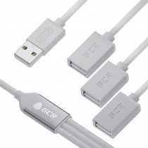 USB хаб GREENCONNECT GCR USB 2.0 на 3 порта, 1.2m, гибкий, AM / 3 х AF, белый (GCR-53356)