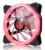 Вентилятор для корпуса RAIJINTEK IRIS 12 RED (Singel LED fan, 1pcs/pack), 12025 LED PWM fan, O-type LED brings visible color & brightness, Anti-vibration rubber pads in all four corners, Optimized fan blade design / 15pcs LED / Mesh cable, red (0R400040)