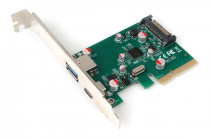 Контроллер GEMBIRD USB PCI-express, порты: 2 внешн. USB 3.1 Type-C и Type-A (SPCR-02)