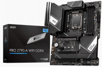 Материнская плата MSI Socket 1700, Intel Z790, 4xDDR4, PCI-E 5.0, PCI-E 4.0, 4xM.2, 2500 Мбит/с, Wi-Fi, Bluetooth, 2xUSB 3.2 Gen1, 3xUSB 3.2 Gen2, USB 3.2 Gen2x2 Type-C, HDMI, DisplayPort, ATX (PRO Z790-A WIFI DDR4)