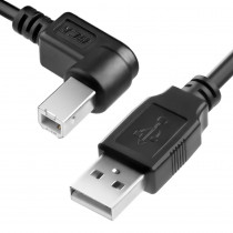 Кабель GREENCONNECT 1.0m USB 2.0, AM угловой/BM угловой, черный, 28/28 AWG, экран, армированный, морозостойкий, (GCR-AUPC5AM-BB2S-1.0m)