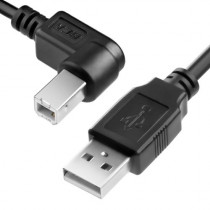Кабель GREENCONNECT 1.0m USB 2.0, AM/BM угловой, черный, 28/28 AWG, экран, армированный, морозостойкий, (GCR-UPC3M2-BB2S-1.0m)