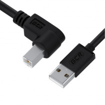 Кабель GREENCONNECT GCR 1.5m USB 2.0, AM/BM угловой, черный, 28/28 AWG, экран, армированный, (GCR-52916)
