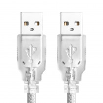 Кабель GREENCONNECT 1.0m USB 2.0, AM/AM, прозрачный, 28/28 AWG, экран, армированный, морозостойкий, (GCR-UM3M-BB2S-1.0m)