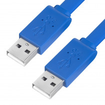 Кабель GREENCONNECT PROF 1.0m USB 2.0, AM/AM, плоский, синий, морозостойкий, (GCR-UM4MF-BD-1.0m)