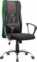 Кресло DEFENDER TOTEM Игровое чёрное (экокожа, сетка, RGB подсветка, USB) (64335)