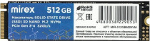 SSD накопитель MIREX 512GB , M.2 2280, PCI-E 3x4, [R/W - 2000/1300 MB/s] TLC (13640-512GBM2NVM)