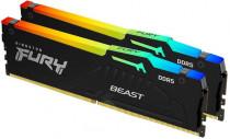 Комплект памяти KINGSTON 16 Гб, 2 модуля DDR5, 44800 Мб/с, CL36, 1.25 В, XMP профиль, радиатор, подсветка, 5600MHz, Fury Beast RGB, 2x8Gb KIT (KF556C36BBEAK2-16)
