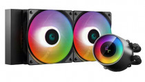 Жидкостная система охлаждения DEEPCOOL для процессора, СВО, Socket 115x/1200, 1356, 1366, 2011, 2011-3, 2066, AM2, AM2+, AM3, AM3+, AM4, FM1, FM2, FM2+, TR4, sTRX4, SP3, 2x120 мм, 500-1800 об/мин, разноцветная подсветка, GamerStorm (CASTLE 240 RGB V2)