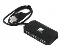 USB хаб 5BITES 4*USB2.0 / USB 60CM / BLACK (HB24-207BK)