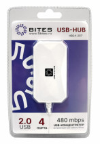 USB хаб 5BITES 4*USB2.0 / USB 60CM / WHITE (HB24-207WH)