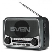 Радиоприемник SVEN SRP-525 серый 3 Вт, FM/AM/SW, USB, SD/microSD, 2 x RCA, фонарь, 1200 мАч, 2 х D/UM (SV-017156)