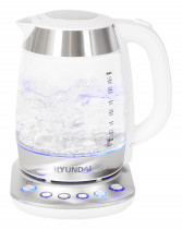 Чайник электрический HYUNDAI 1.7л. 2200Вт белый/серебристый (корпус: стекло) (HYK-G4033)