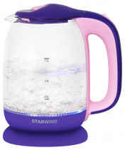 Чайник электрический STARWIND 1.7л. 2200Вт фиолетовый/розовый (корпус: стекло) (SKG1513)
