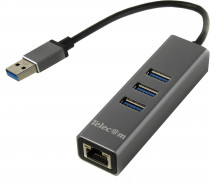 Ethernet-адаптер TELECOM USB 3.0 --RJ-45 1000Mbps +3 USB3.0, Aluminum Shell, 0.2м (TA311U)
