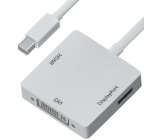 Адаптер-переходник GREENCONNECT Apple mini DisplayPort 20M > DisplayPort 20F/HDMI 19F/DVI 25+4F, (GCR-MDP2DHD)