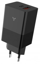 Сетевое зарядное устройство ACCESSTYLE 65 Вт, 1x USB, 1x USB Type-C, быстрая зарядка (Crocus GaN 65WCA Black)