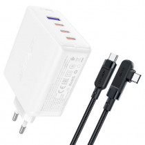 Сетевое зарядное устройство ACEFAST с кабелем A37 PD100W GaN (3*USB-C+USB-A) charger set (EU). Цвет: белый A37 PD100W GaN (3*USB-C+USB-A) charger set (EU) - White (AF-A37-WH)