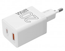 Сетевое зарядное устройство LYAMBDA 20 Вт, 1x USB, 1x USB Type-C, белый (SLT-20)