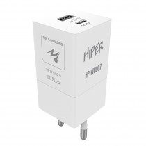 Сетевое зарядное устройство HIPER 20 Вт, сила тока 3 A, 1x USB, 1x USB Type-C, белый (HP-WC007)