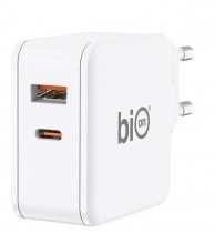 Сетевое зарядное устройство BION , GaN, USB-A + USB-C, PowerDelivery, 65 Вт, белый (BXP-GAN-PD-AC-65W)